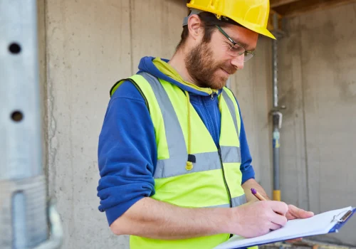 Resin worker looking at plans image of a Resin worker looking at plans